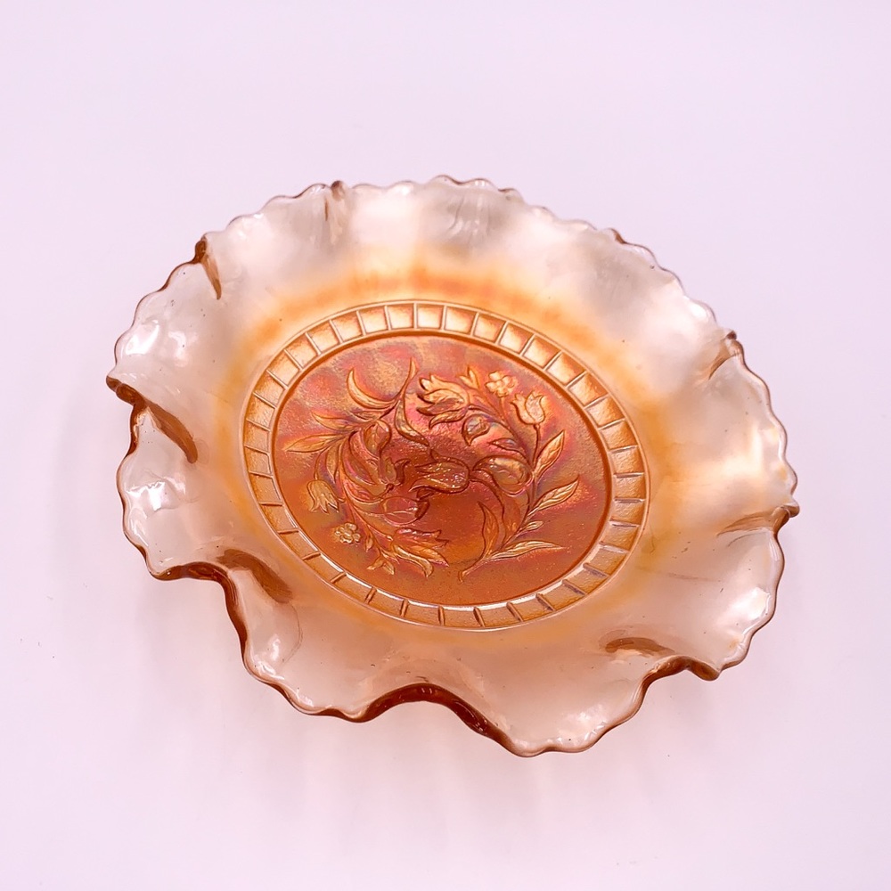 Orange Carnival Glass Bowl